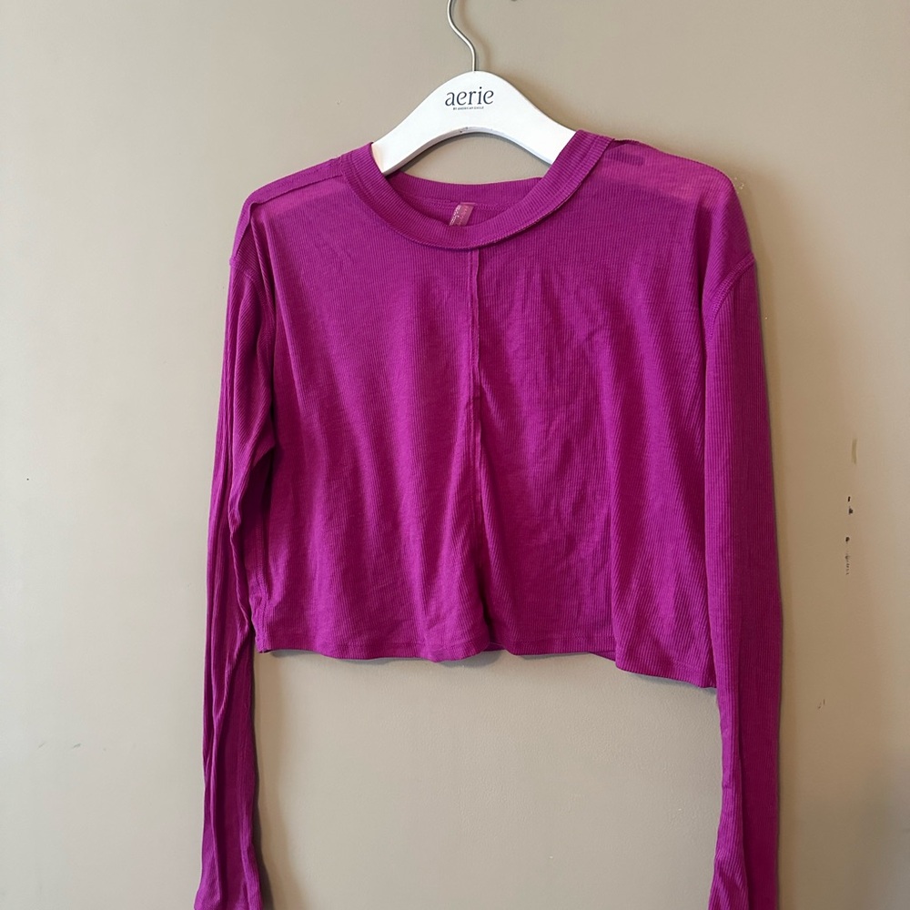 Free People Long Sleeve Tee - Magenta